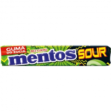 Mentos Pure Fresh SOUR GREEN APPLE - Roll - Guma 15,5g / 24 ( data ważności 31.08.22r.)