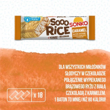 SONKO Baton ryżowy w białej czekoladzie z karmelem 16g / 18 - Produkt niezgodny