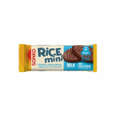 SONKO Mini Wafle ryżowe w czekoladzie mlecznej 27g / 12 - Produkt niezgodny - DATA WAŻNOŚCI 10.08.24R.